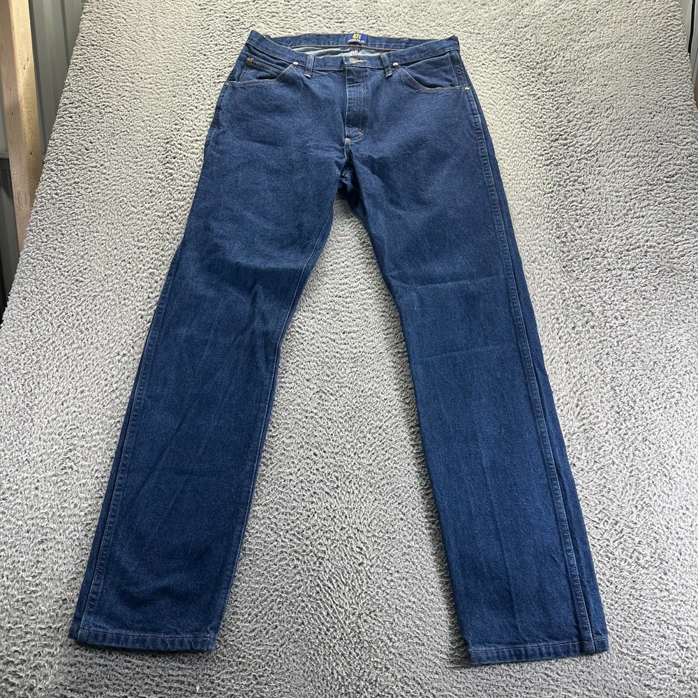 Vintage Wrangler MWZ47 Cowboy Cut Jeans Men's 35x34 Blue Cotton Denim Straight
